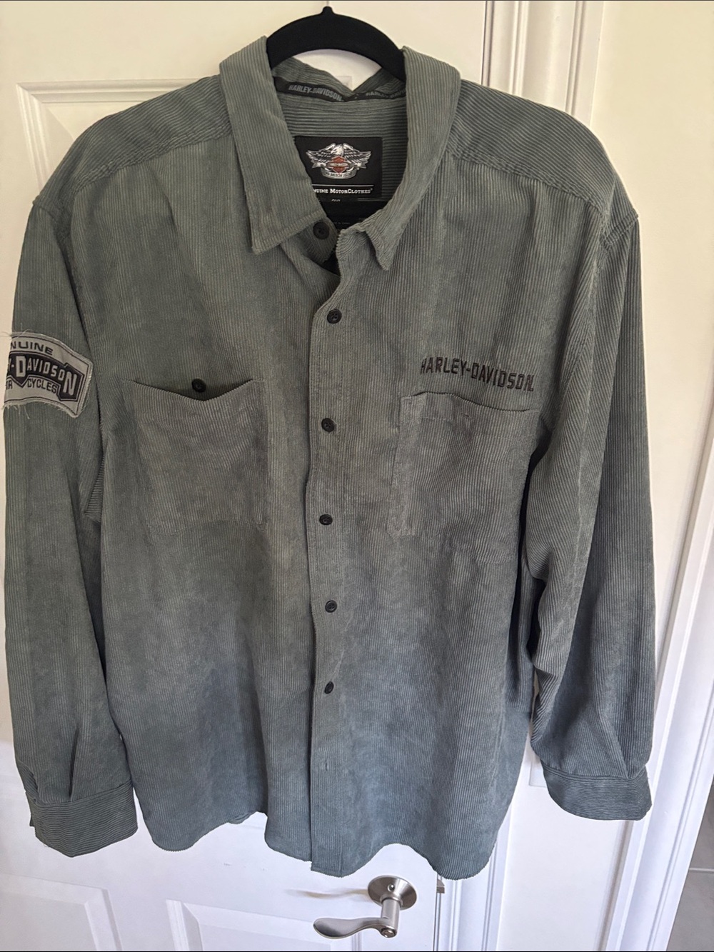 Harley-Davidson Gray Corduroy Button-Down Shirt